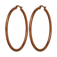 Chisel Stainless Steel Polished Brown IP-plated 47mm Diameter 3mm Hoop Earrings view 3