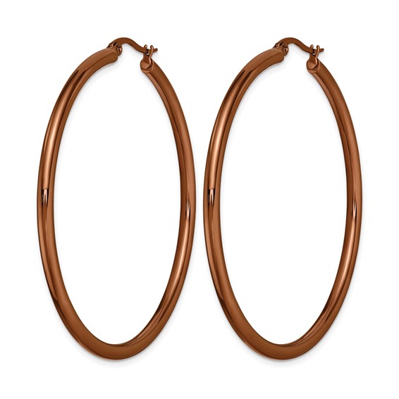 Chisel Stainless Steel Polished Brown IP-plated 47mm Diameter 3mm Hoop Earrings