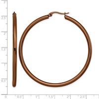 Chisel Stainless Steel Polished Brown IP-plated 47mm Diameter 3mm Hoop Earrings view 5