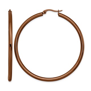 Chisel Stainless Steel Polished Brown IP-plated 47mm Diameter 3mm Hoop Earrings