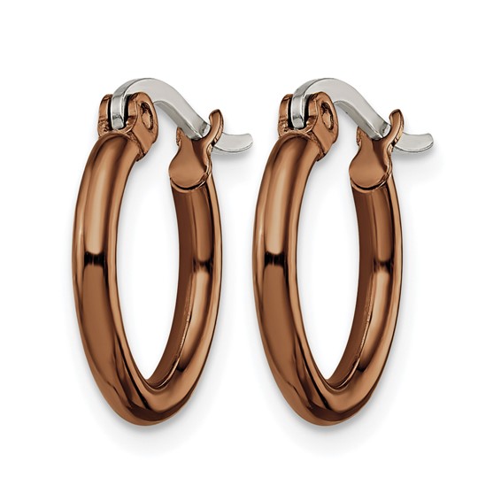 Chisel Stainless Steel Polished Brown IP-plated 15.5mm Diameter 2mm Hoop Earrings