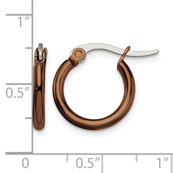 Chisel Stainless Steel Polished Brown IP-plated 15.5mm Diameter 2mm Hoop Earrings