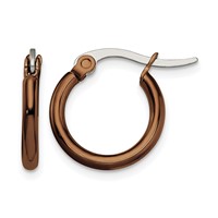 Chisel Stainless Steel Polished Brown IP-plated 15.5mm Diameter 2mm Hoop Earrings view 1