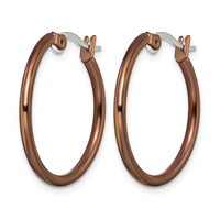 Chisel Stainless Steel Polished Brown IP-plated 26mm Diameter 2mm Hoop Earrings view 3