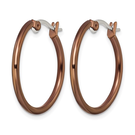 Chisel Stainless Steel Polished Brown IP-plated 26mm Diameter 2mm Hoop Earrings