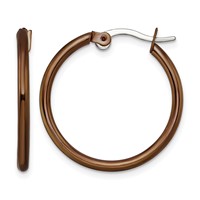 Chisel Stainless Steel Polished Brown IP-plated 26mm Diameter 2mm Hoop Earrings view 1