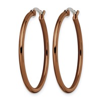 Chisel Stainless Steel Polished Brown IP-plated 32mm Diameter 2mm Hoop Earrings view 3