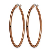 Chisel Stainless Steel Polished Brown IP-plated 40mm Diameter 2mm Hoop Earrings view 3