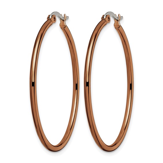 Chisel Stainless Steel Polished Brown IP-plated 40mm Diameter 2mm Hoop Earrings
