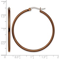 Chisel Stainless Steel Polished Brown IP-plated 40mm Diameter 2mm Hoop Earrings view 5