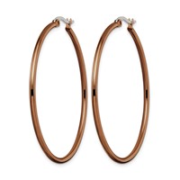 Chisel Stainless Steel Polished Brown IP-plated 48mm Diameter 2mm Hoop Earrings view 3