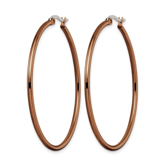 Chisel Stainless Steel Polished Brown IP-plated 48mm Diameter 2mm Hoop Earrings