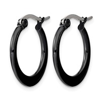 Chisel Stainless Steel Polished Black IP-plated 19mm Diameter 2mm Hoop Earrings view 3