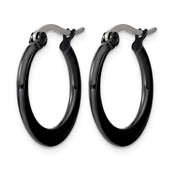 Chisel Stainless Steel Polished Black IP-plated 19mm Diameter 2mm Hoop Earrings