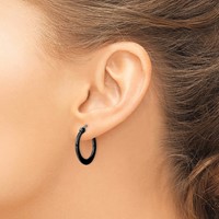 Chisel Stainless Steel Polished Black IP-plated 19mm Diameter 2mm Hoop Earrings view 4