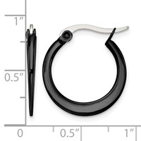 Chisel Stainless Steel Polished Black IP-plated 19mm Diameter 2mm Hoop Earrings view 5