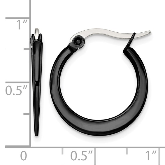 Chisel Stainless Steel Polished Black IP-plated 19mm Diameter 2mm Hoop Earrings