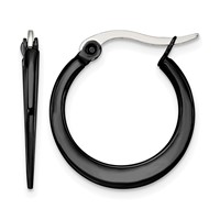Chisel Stainless Steel Polished Black IP-plated 19mm Diameter 2mm Hoop Earrings view 1