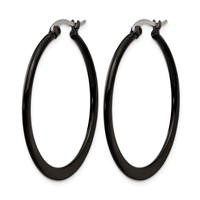 Chisel Stainless Steel Polished Black IP-plated 34mm Diameter 2mm Hoop Earrings view 3