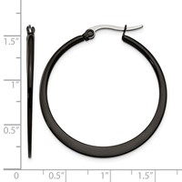 Chisel Stainless Steel Polished Black IP-plated 34mm Diameter 2mm Hoop Earrings view 5