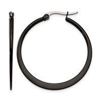 Chisel Stainless Steel Polished Black IP-plated 34mm Diameter 2mm Hoop Earrings view 1