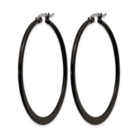 Chisel Stainless Steel Polished Black IP-plated 43mm Diameter 2mm Hoop Earrings view 3