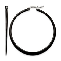 Chisel Stainless Steel Polished Black IP-plated 43mm Diameter 2mm Hoop Earrings view 1