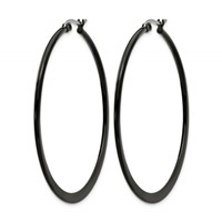 Chisel Stainless Steel Polished Black IP-plated 55mm Diameter 2mm Hoop Earrings view 3