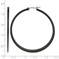Chisel Stainless Steel Polished Black IP-plated 55mm Diameter 2mm Hoop Earrings view 5