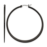 Chisel Stainless Steel Polished Black IP-plated 55mm Diameter 2mm Hoop Earrings view 1