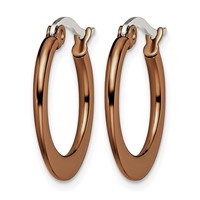 Chisel Stainless Steel Polished Brown IP-plated 19mm Diameter Tapered Hoop Earrings view 3