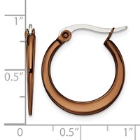 Chisel Stainless Steel Polished Brown IP-plated 19mm Diameter Tapered Hoop Earrings view 5