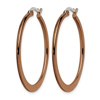 Chisel Stainless Steel Polished Brown IP-plated 34mm Diameter Tapered Hoop Earrings view 3