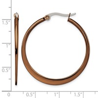 Chisel Stainless Steel Polished Brown IP-plated 34mm Diameter Tapered Hoop Earrings view 5