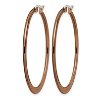 Chisel Stainless Steel Polished Brown IP-plated 43mm Diameter Tapered Hoop Earrings view 3