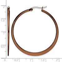 Chisel Stainless Steel Polished Brown IP-plated 43mm Diameter Tapered Hoop Earrings view 5