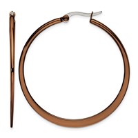 Chisel Stainless Steel Polished Brown IP-plated 43mm Diameter Tapered Hoop Earrings view 1