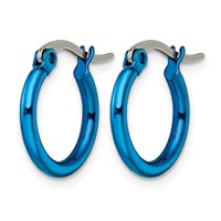 Chisel Stainless Steel Polished Blue IP-plated 15.5mm Diameter 2mm Hoop Earrings view 3
