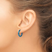 Chisel Stainless Steel Polished Blue IP-plated 15.5mm Diameter 2mm Hoop Earrings view 4