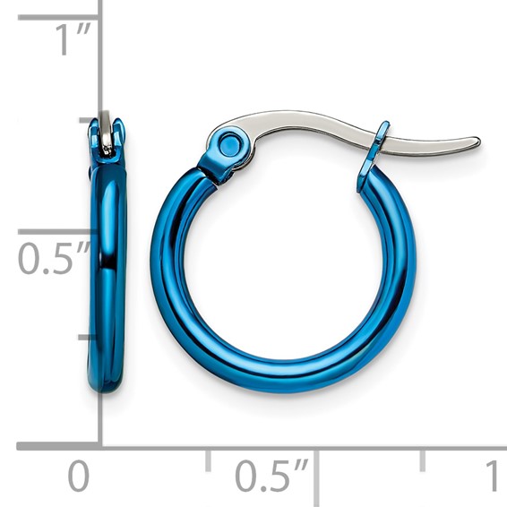 Chisel Stainless Steel Polished Blue IP-plated 15.5mm Diameter 2mm Hoop Earrings