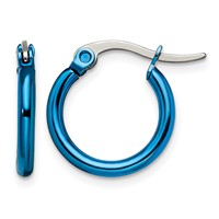 Chisel Stainless Steel Polished Blue IP-plated 15.5mm Diameter 2mm Hoop Earrings view 1