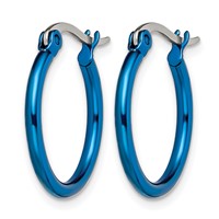 Chisel Stainless Steel Polished Blue IP-plated 19mm Diameter 2mm Hoop Earrings view 4