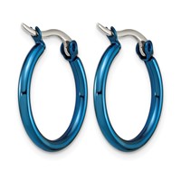 Chisel Stainless Steel Polished Blue IP-plated 19mm Diameter 2mm Hoop Earrings view 3