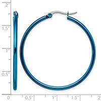 Chisel Stainless Steel Polished Blue IP-plated 42mm Diameter 2mm Hoop Earrings view 5