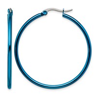Chisel Stainless Steel Polished Blue IP-plated 42mm Diameter 2mm Hoop Earrings view 1