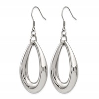 Chisel Stainless Steel Polished Teardrop Dangle Shepherd Hook Earrings view 3