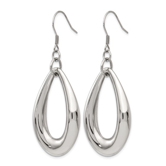 Chisel Stainless Steel Polished Teardrop Dangle Shepherd Hook Earrings