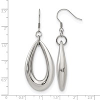 Chisel Stainless Steel Polished Teardrop Dangle Shepherd Hook Earrings view 5