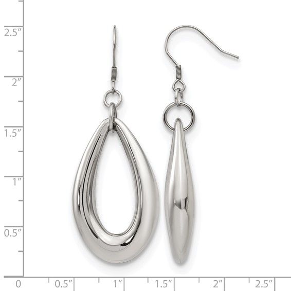 Chisel Stainless Steel Polished Teardrop Dangle Shepherd Hook Earrings