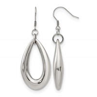 Chisel Stainless Steel Polished Teardrop Dangle Shepherd Hook Earrings view 1